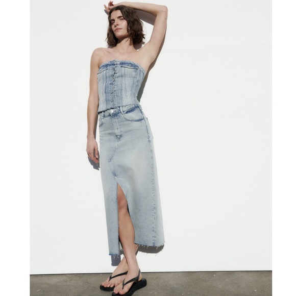 Zara DENIM SKIRT TRF - Picture 2 of 16